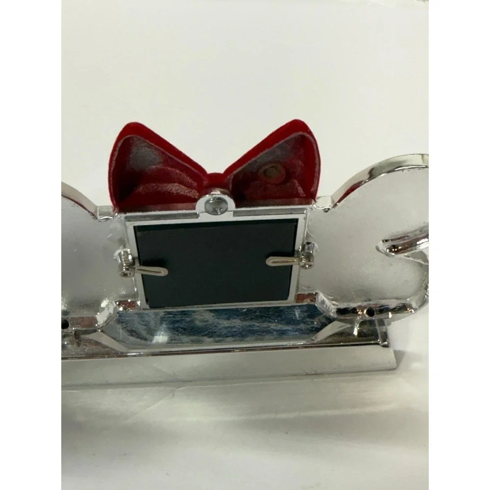 Silver Dog Bone Christmas Stocking Holder with Red Bow and Photo Frame Mantel